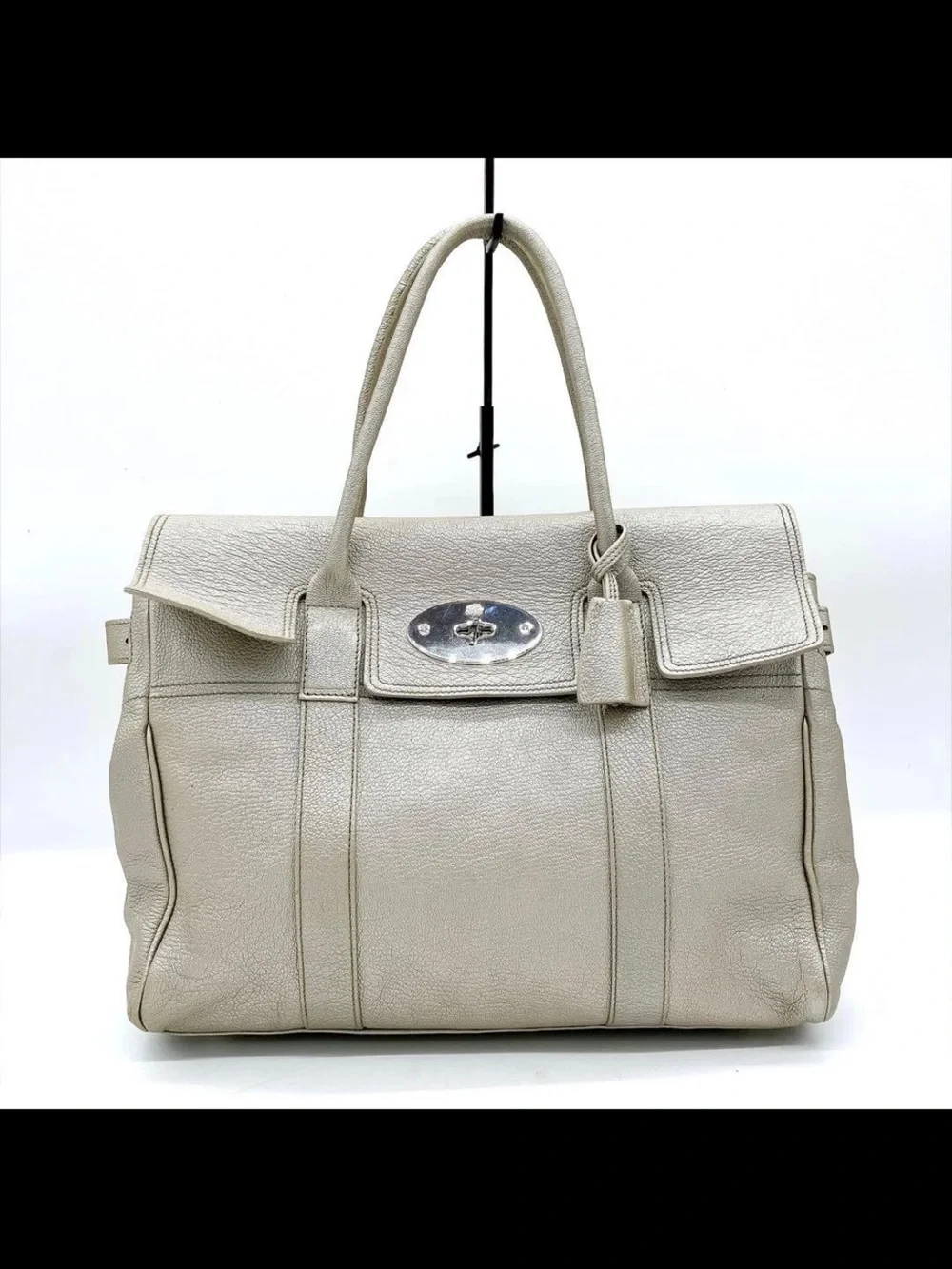 Mulberry Cream Pebbled Leather Top-Handle Satchel
